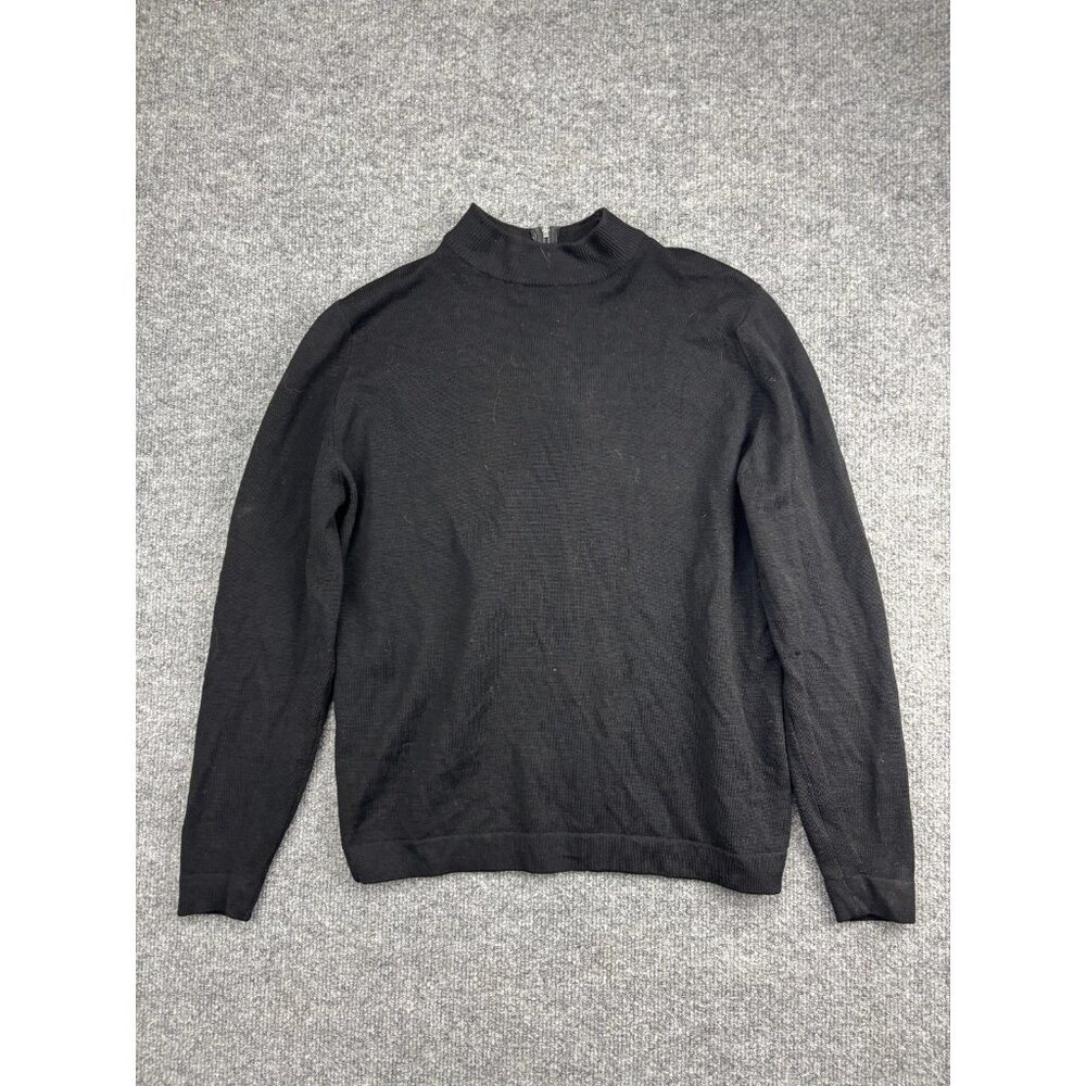 Vintage Pendleton Sweater Mens Large Black Wool Mock Neck Zip Back 60s Mod Style